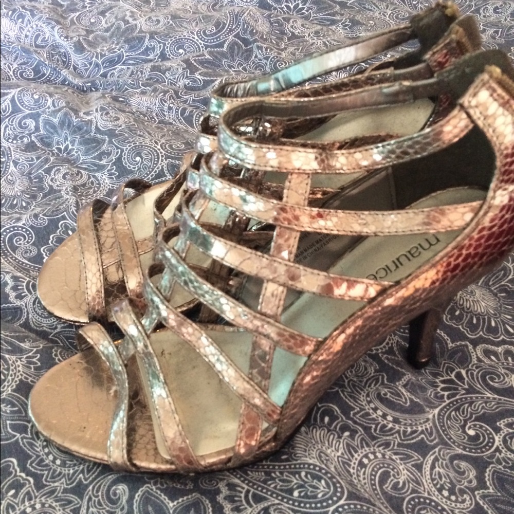 Silver snakeskin heels